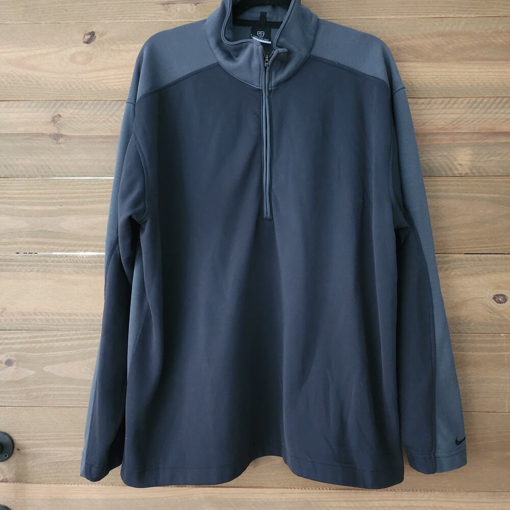 Nike Golf Dri-Fit black gray‎ 1/4 zip pullover mens size XXL